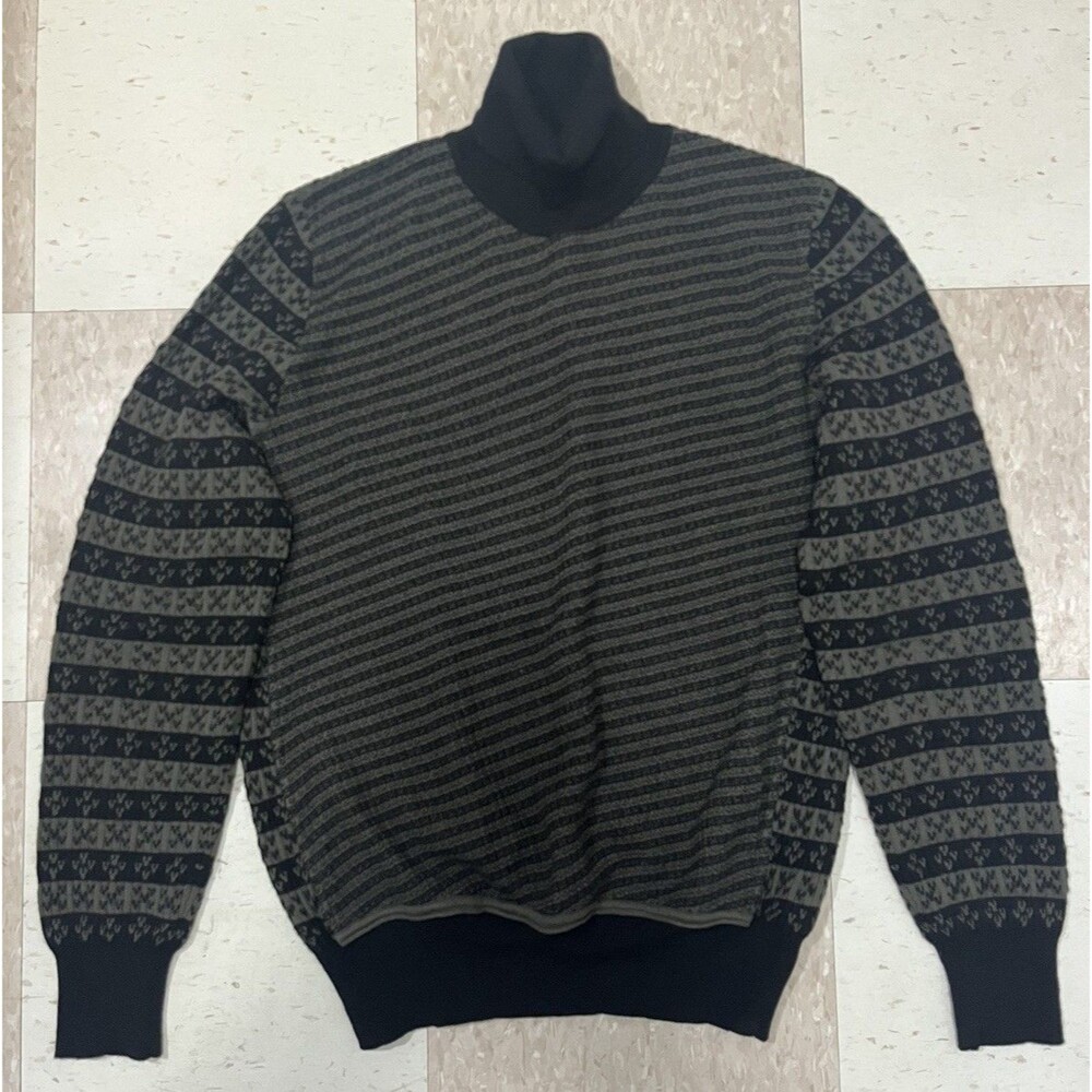 Maison Margiela Men's Striped Black Grey Pullover Sweater Wool Medium M